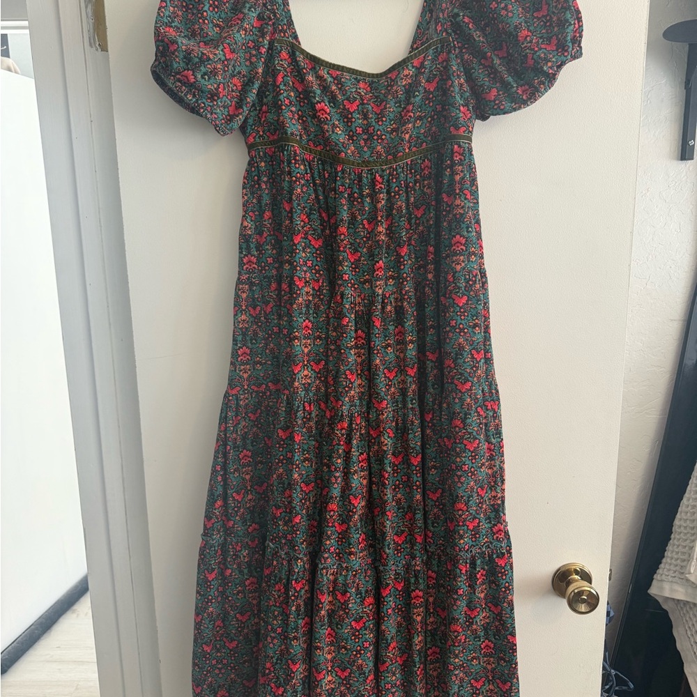 Free People Floral Puff Sleeve Maxi Dress